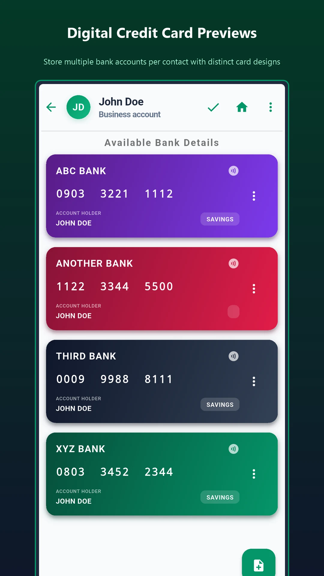 Bank Account Number Manager screenshot